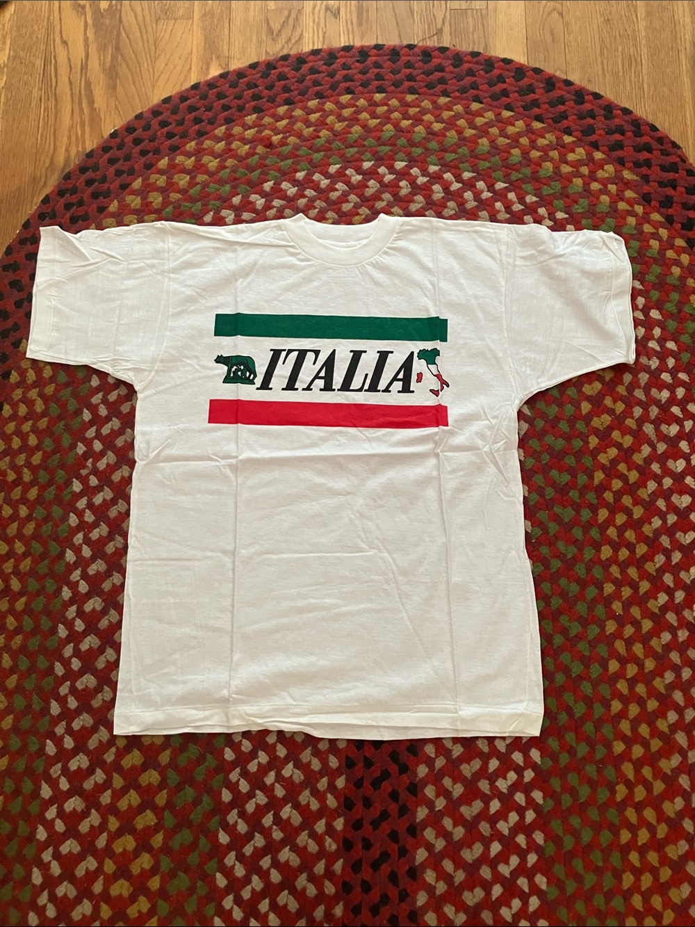 Vintage New Italia Graphic White Crewneck T‑Shirt XL